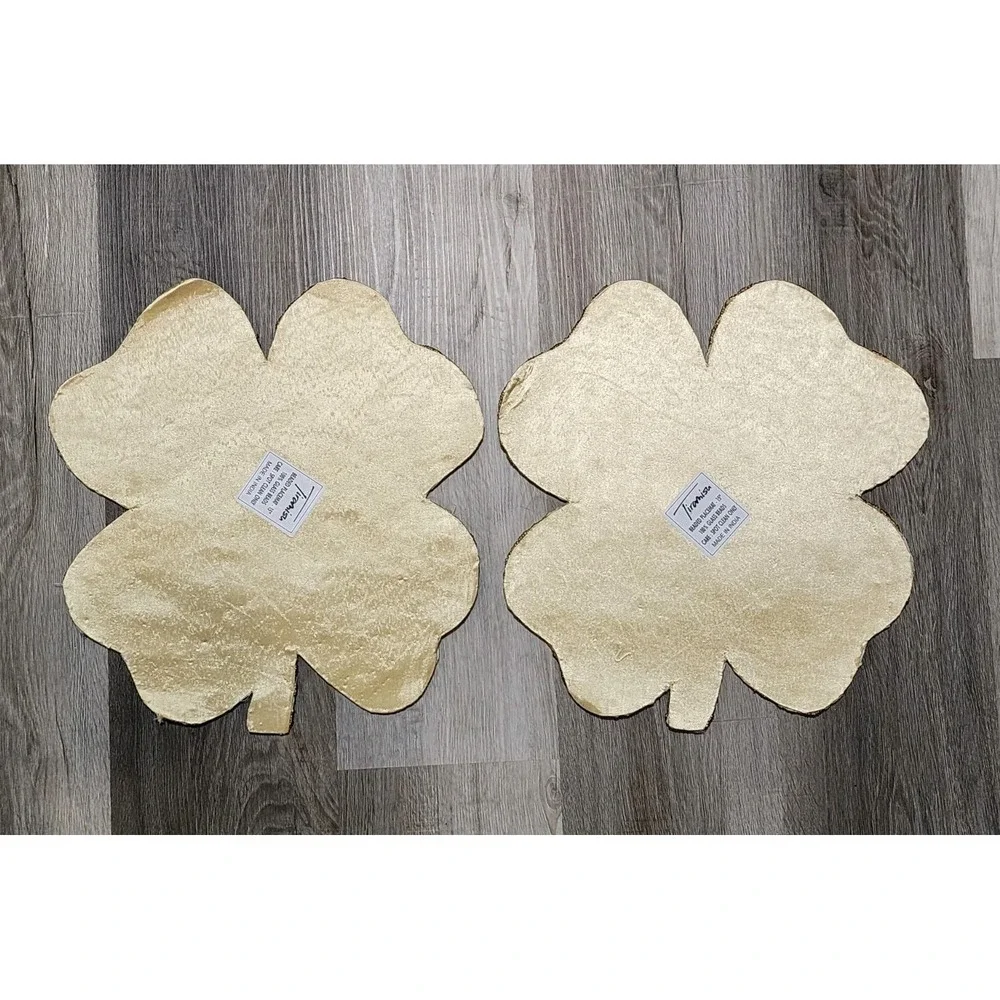 St Patricks Day Irish Checkered Shamrock Clover Beaded Charger Placemat 15